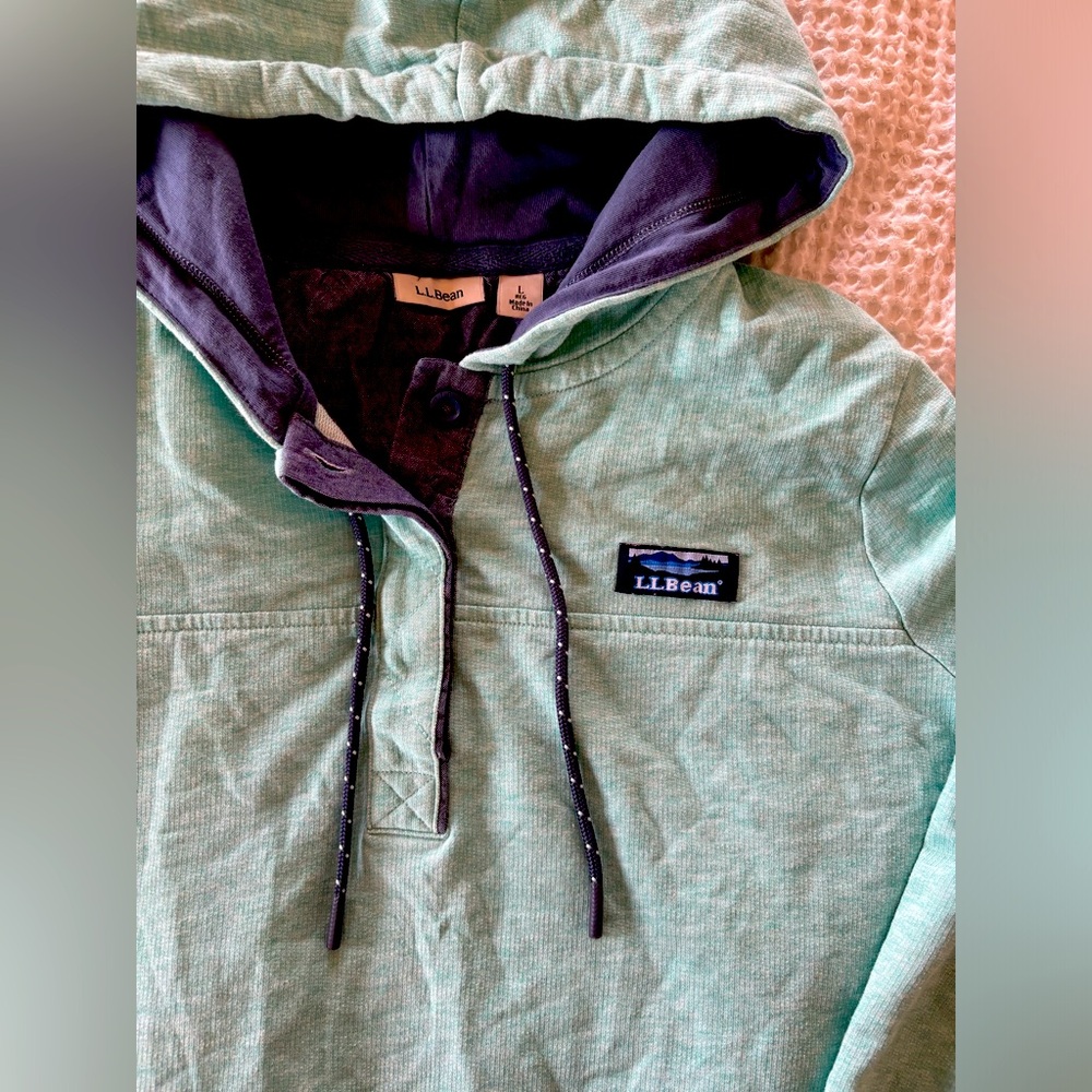 LL Bean Hooded Pullover with buttons
